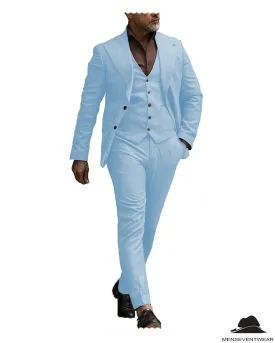 Formal Men's 3 Pieces Flat Slim Fit Peak Lapel Tuxedos For wedding  (Blazer vest Pants)