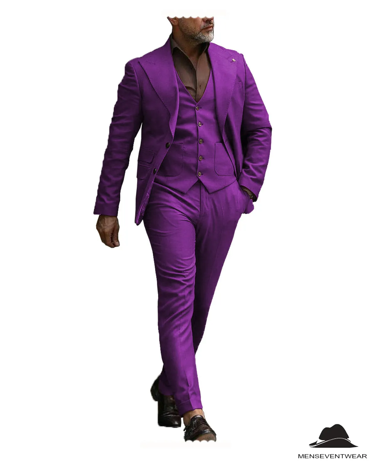 Formal Men's 3 Pieces Flat Slim Fit Peak Lapel Tuxedos For wedding  (Blazer vest Pants)