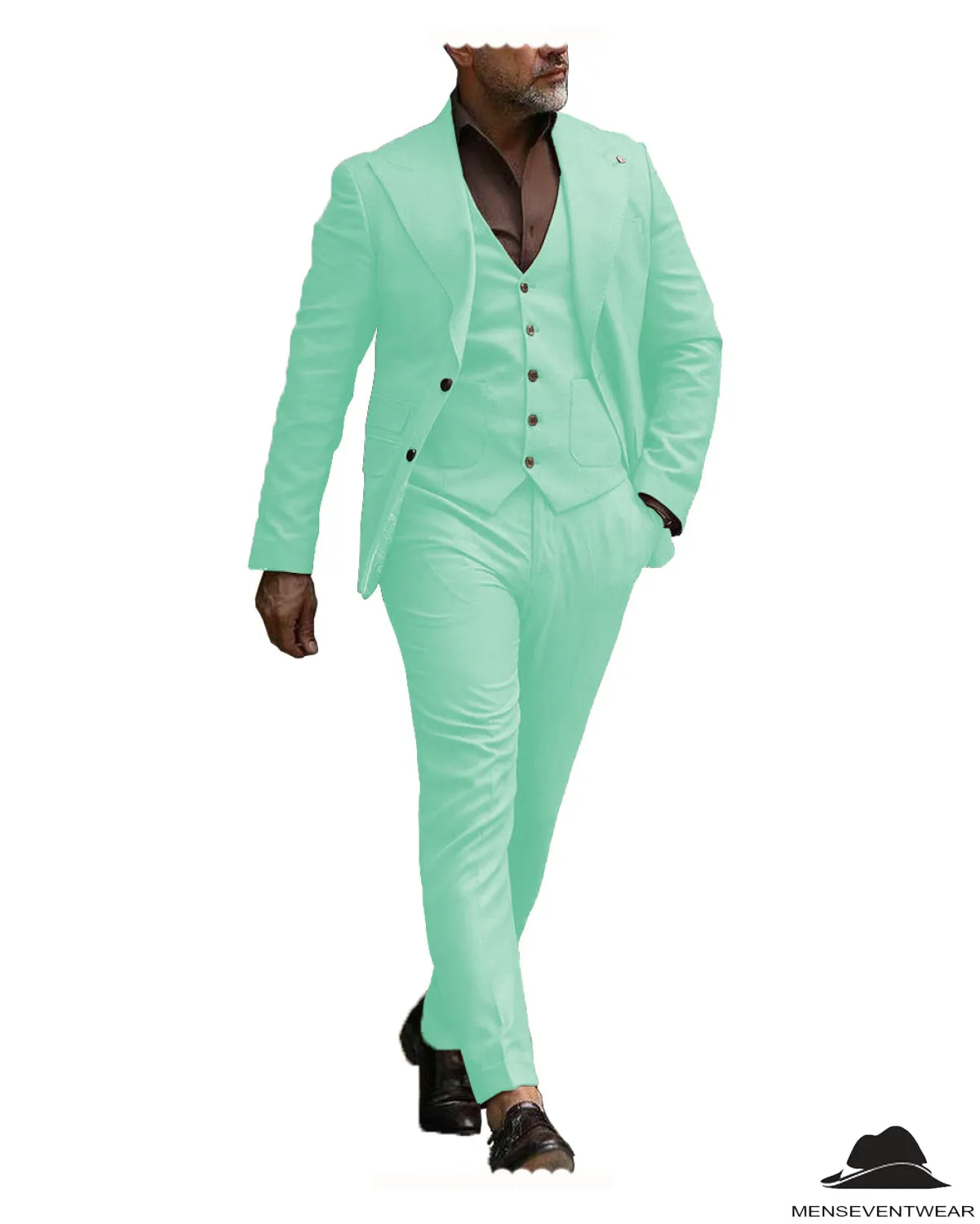 Formal Men's 3 Pieces Flat Slim Fit Peak Lapel Tuxedos For wedding  (Blazer vest Pants)
