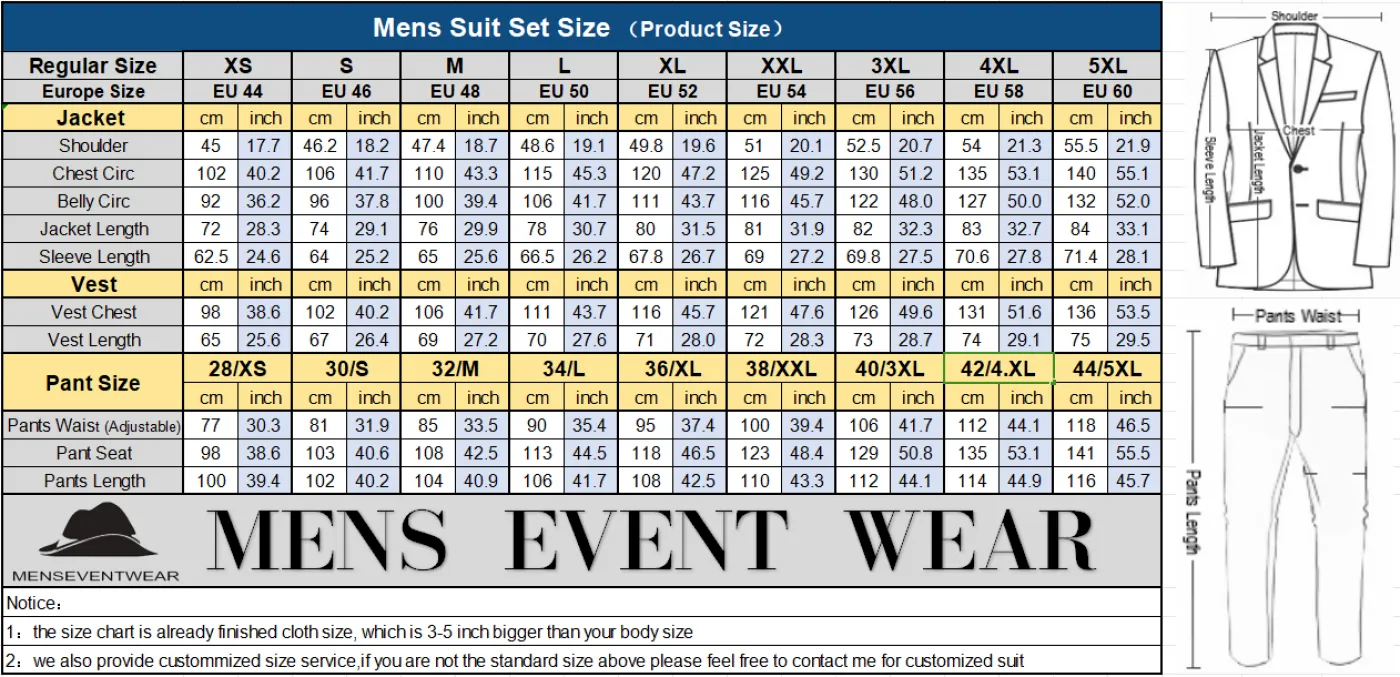 Formal Men's Suit 3 Piece Peak Lapel Solid Color Tuxedo Wedding (Blazer   Vest   Pants)