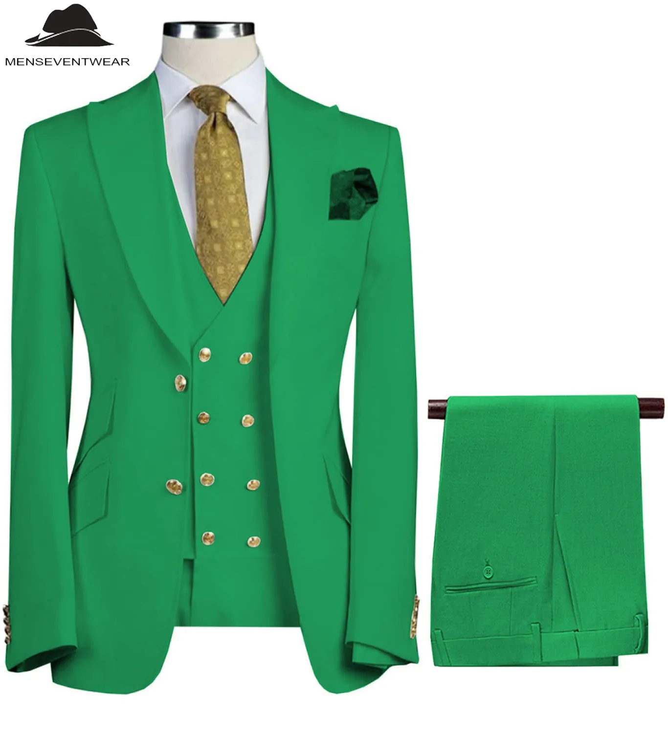 Formal Men's Suit 3 Piece Peak Lapel Solid Color Tuxedo Wedding (Blazer   Vest   Pants)