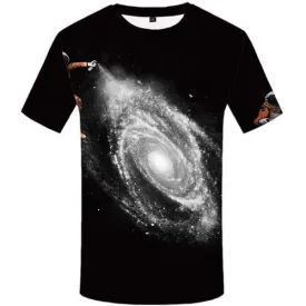 Galaxy Space T-shirt Men Black T-shirts Graphic Astronaut Tshirts Casual Vortex T-shirts 3d Funny Tshirt Printed Short Sleeve