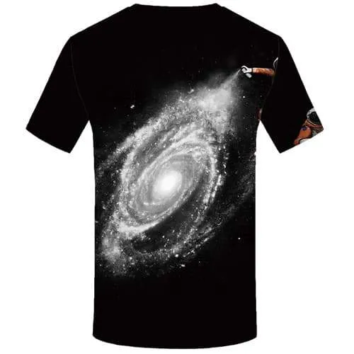 Galaxy Space T-shirt Men Black T-shirts Graphic Astronaut Tshirts Casual Vortex T-shirts 3d Funny Tshirt Printed Short Sleeve