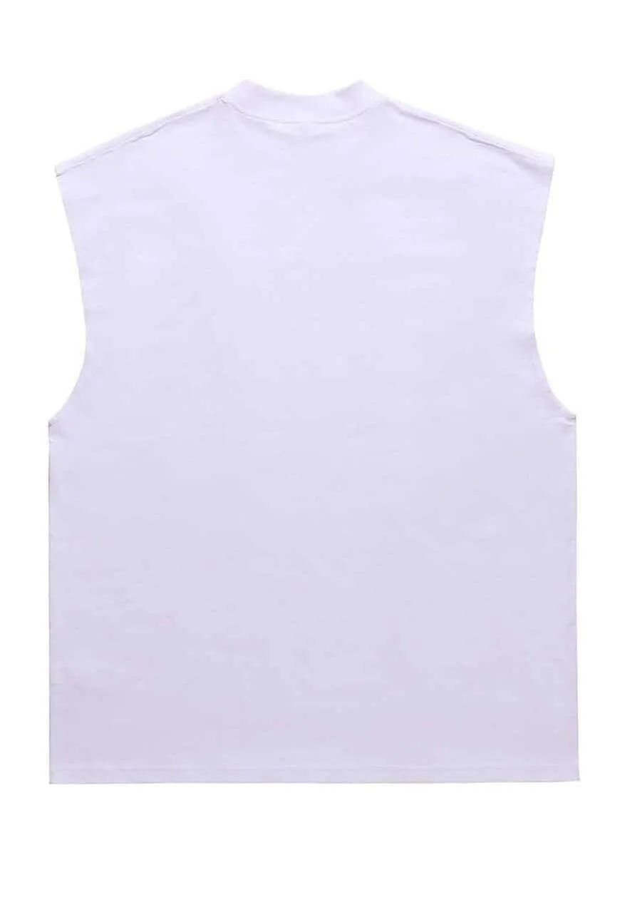 Ghosts print sleeveless t-shirt retro tank top surfer vest