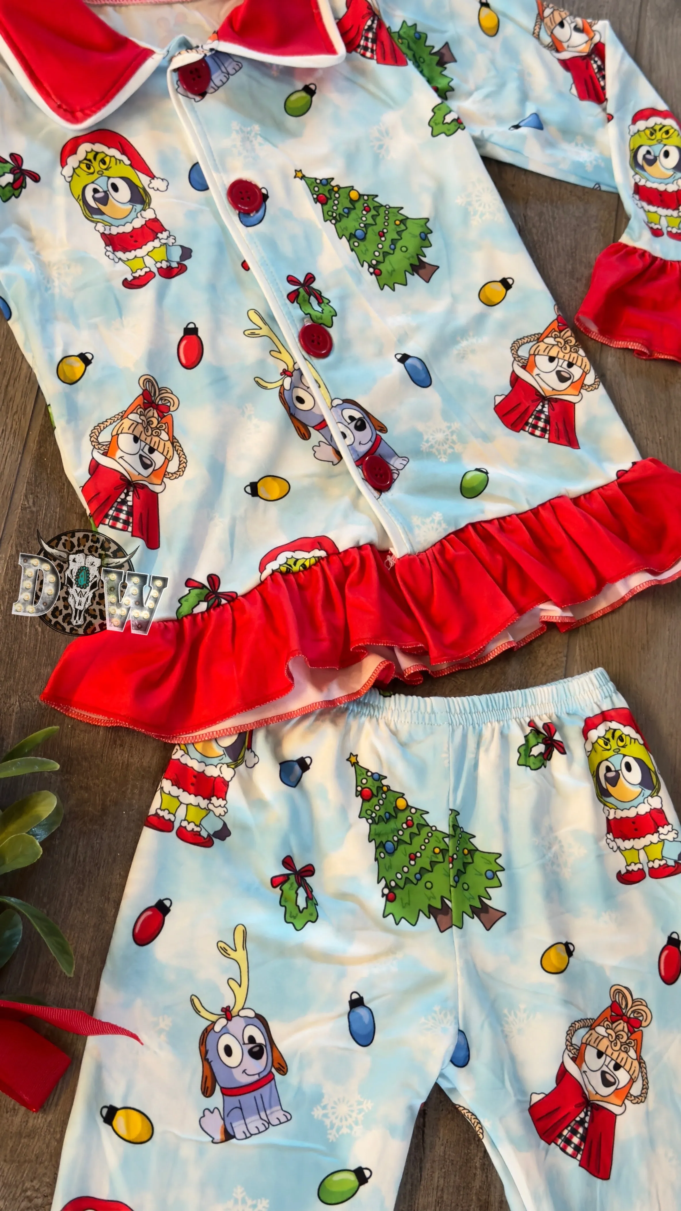 Girls Whoville Bluey Christmas Pajama Set