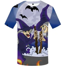 Halloween T shirts Men Witch Tshirt Anime Bat Shirt Print Moon Tshirt Printed Cosplay T-shirts 3d Short Sleeve Hip hop Mens