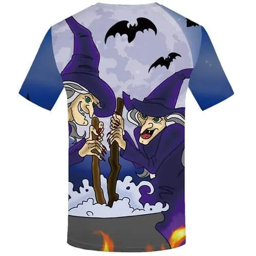 Halloween T shirts Men Witch Tshirt Anime Bat Shirt Print Moon Tshirt Printed Cosplay T-shirts 3d Short Sleeve Hip hop Mens