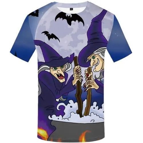 Halloween T shirts Men Witch Tshirt Anime Bat Shirt Print Moon Tshirt Printed Cosplay T-shirts 3d Short Sleeve Hip hop Mens