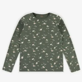 Haut de pyjama vert fleuri, adulte || Floral green pajamas top, adult