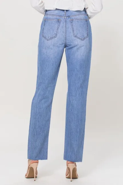 High Rise Straight Denim in Light Wash