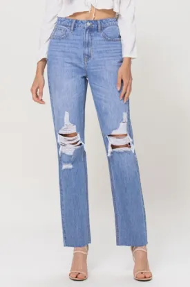 High Rise Straight Denim in Light Wash