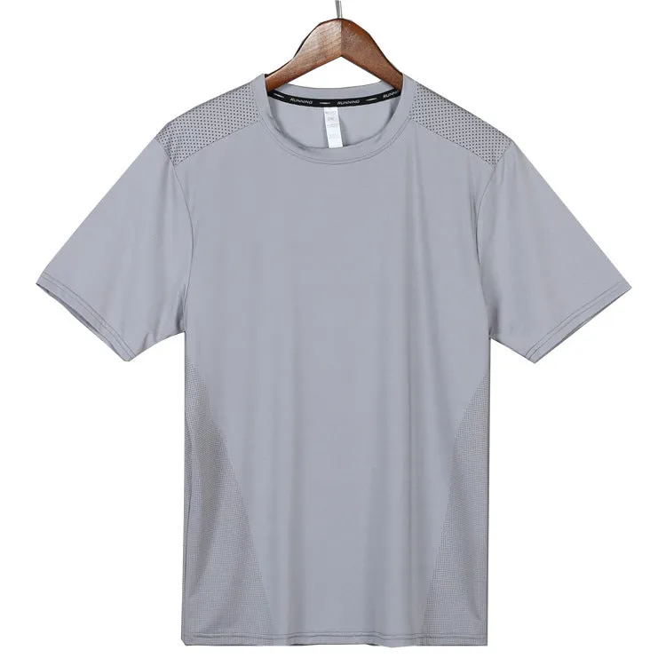 Hzori Short-Sleeved Polo Shirt Quick Drying Clothes Men's Sports and Leisure Running T-shirt Basketball Training Wear Ice Silk Top