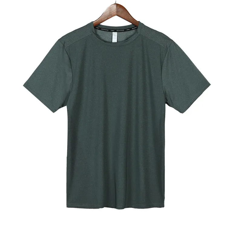 Hzori Short-Sleeved Polo Shirt Quick Drying Clothes Men's Sports and Leisure Running T-shirt Basketball Training Wear Ice Silk Top