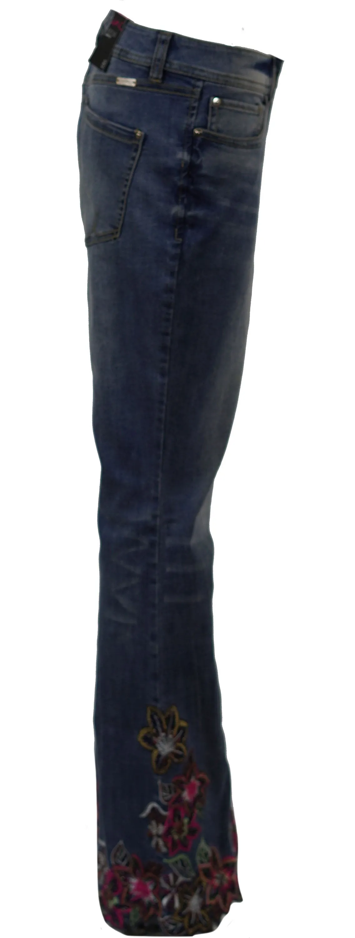 INC Women's Curby Fit Boot Leg Embroidered Beaded Jeans Medium Blue Size 8