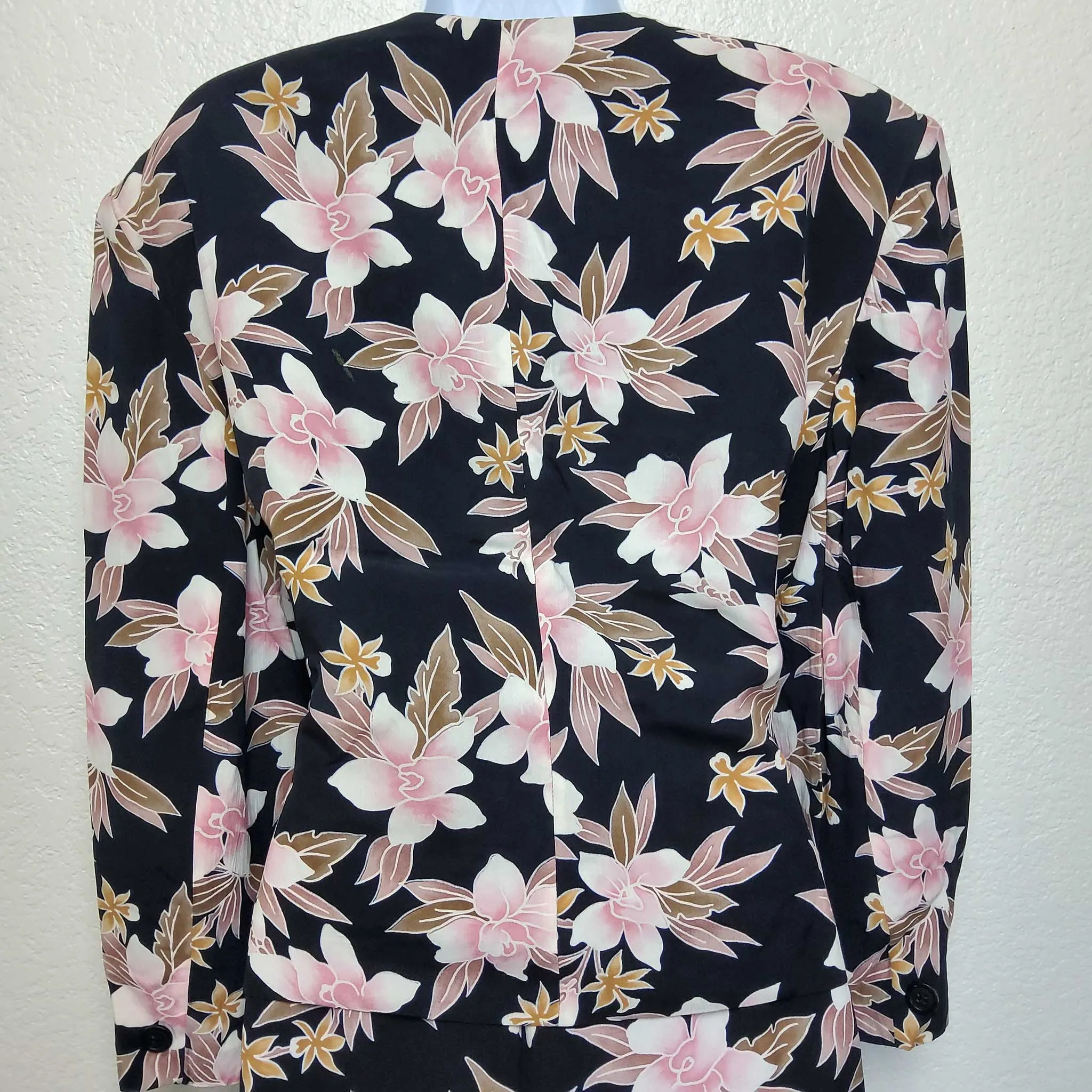 Jones New York Black 2-Piece Suit with Pink Floral Pattern, Women's Size 12