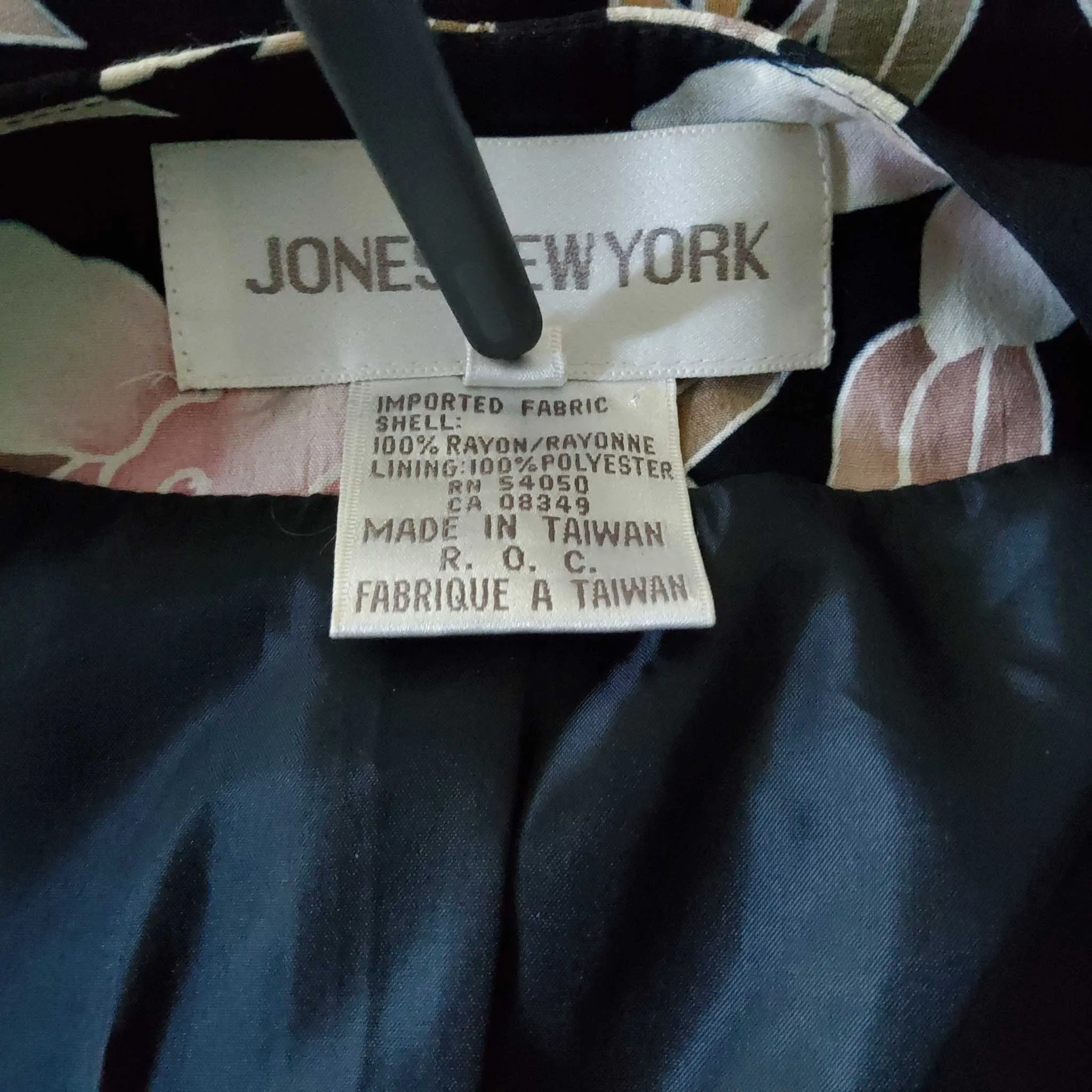 Jones New York Black 2-Piece Suit with Pink Floral Pattern, Women's Size 12