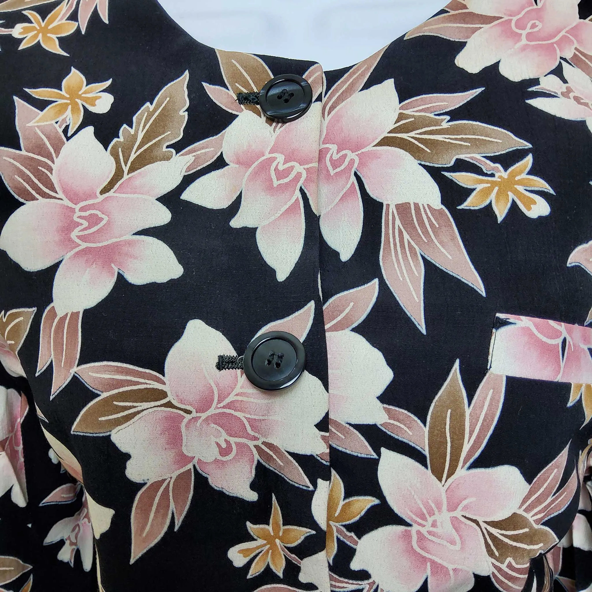 Jones New York Black 2-Piece Suit with Pink Floral Pattern, Women's Size 12