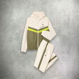 Lacoste Diamond Taffeta Tennis Tracksuit Set Khaki Green