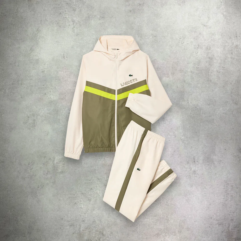 Lacoste Diamond Taffeta Tennis Tracksuit Set Khaki Green