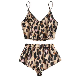 leopard 2 piece  pajamas lingerie