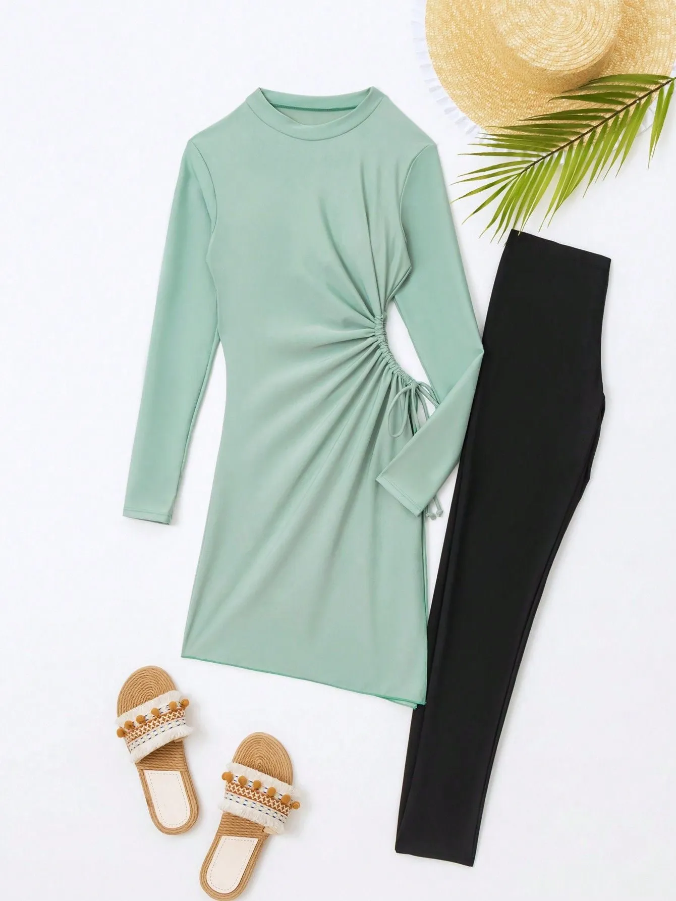 Long-sleeved and long-pants two-piece sun protection one-piece swimsuit UPF50  Rash Guard