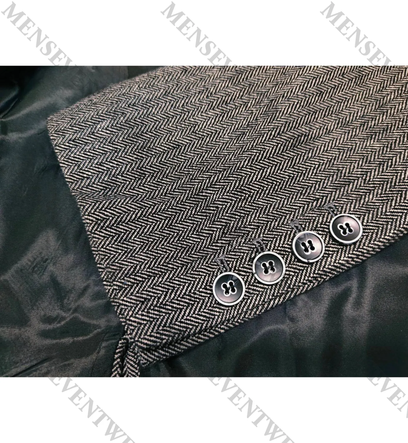 Men's 3 Pieces Mens Suit Classic Herringbone Tweed Notch Lapel Tuxedos (Blazer vest Pants)