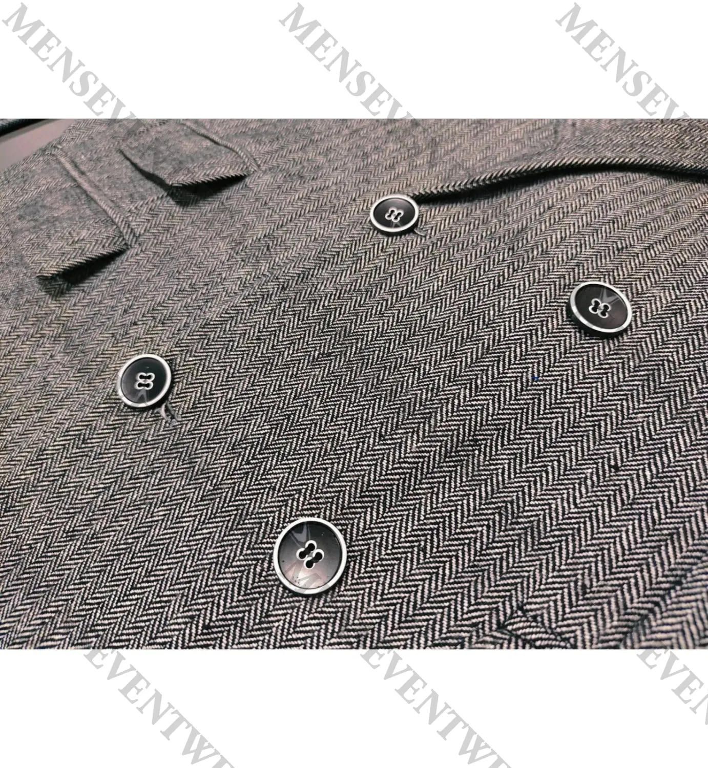 Men's 3 Pieces Mens Suit Classic Herringbone Tweed Notch Lapel Tuxedos (Blazer vest Pants)