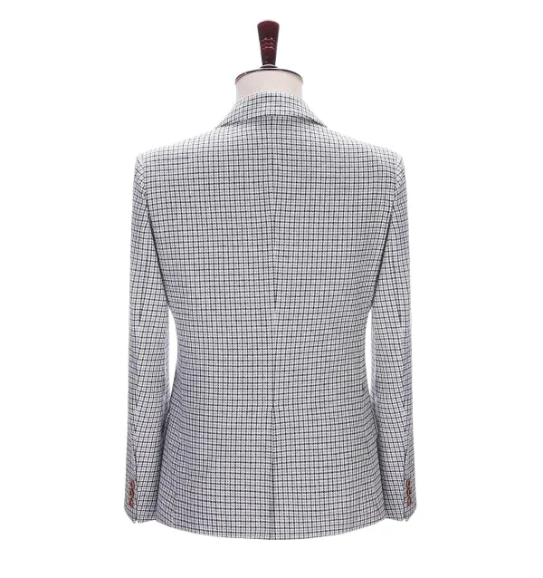 Men's Business 3 Pieces Formal Houndstooth Solid Notch Lapel Suit (Blazer vest Pants)