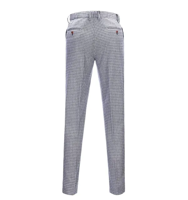 Men's Business 3 Pieces Formal Houndstooth Solid Notch Lapel Suit (Blazer vest Pants)