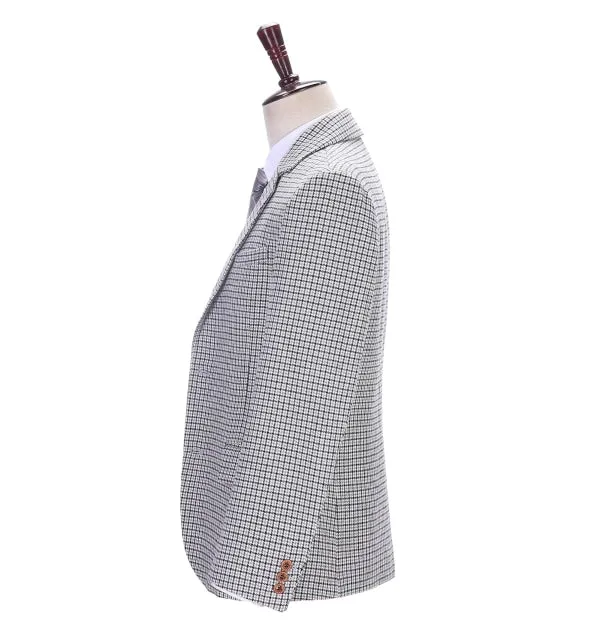 Men's Business 3 Pieces Formal Houndstooth Solid Notch Lapel Suit (Blazer vest Pants)