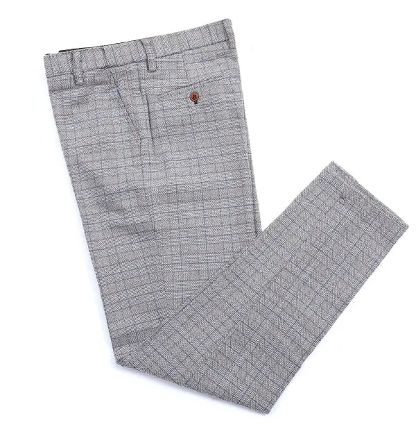 Men's Business 3 Pieces Formal White Plaid Solid Notch Lapel Suit (Blazer vest Pants)