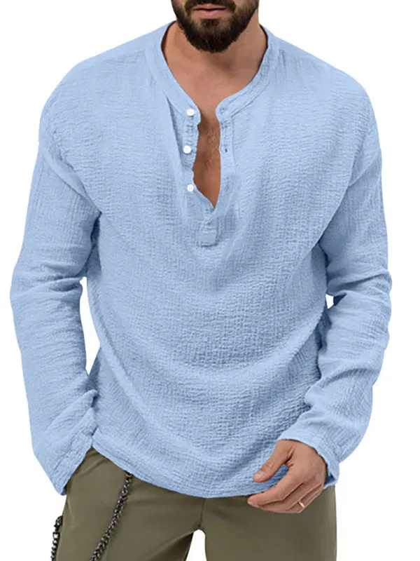Men's Cotton Blend 2-Piece Casual Outfit - Long Sleeve T-Shirt and Pants