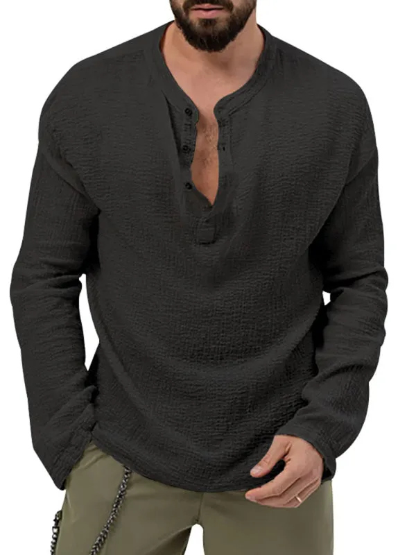 Men's Cotton Blend 2-Piece Casual Outfit - Long Sleeve T-Shirt and Pants