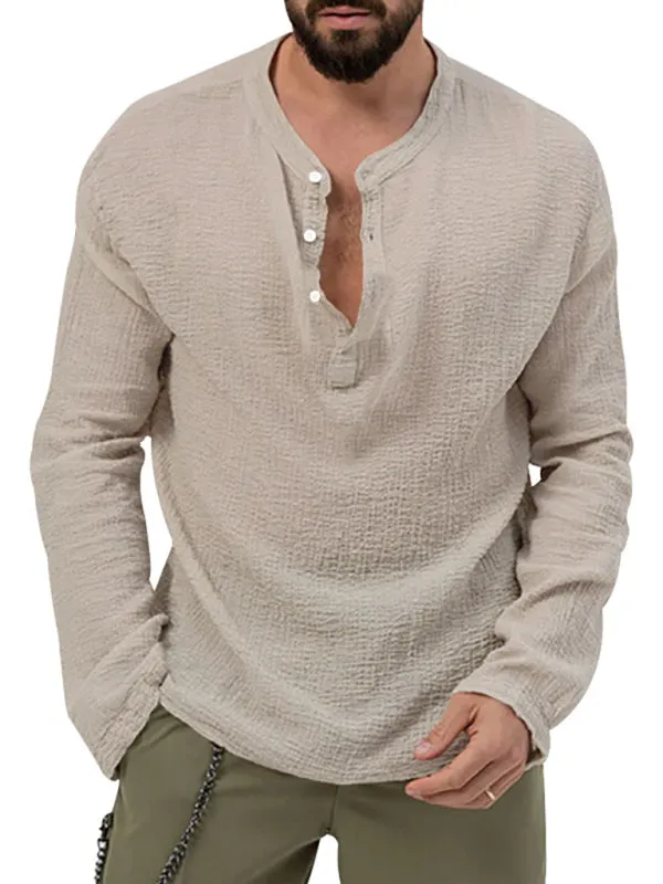 Men's Cotton Blend 2-Piece Casual Outfit - Long Sleeve T-Shirt and Pants