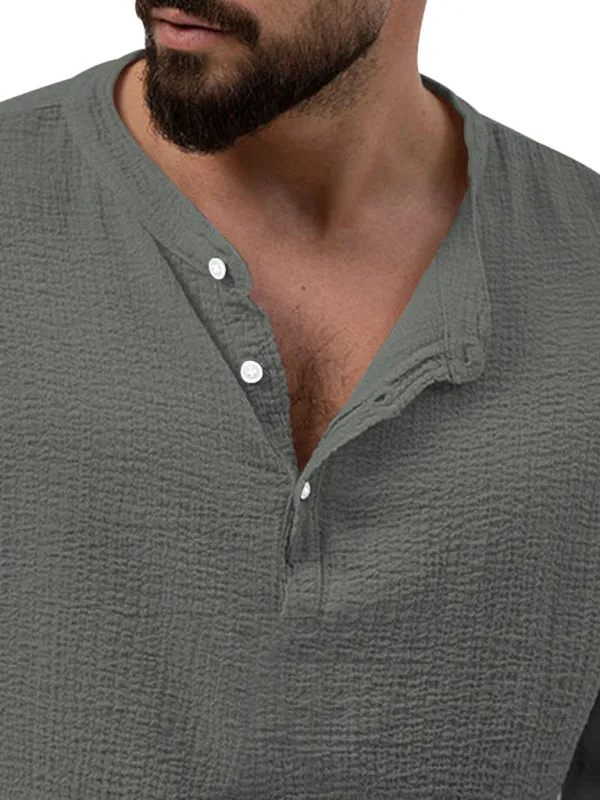 Men's Cotton Blend 2-Piece Casual Outfit - Long Sleeve T-Shirt and Pants