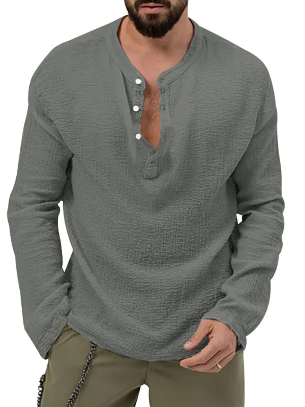 Men's Cotton Blend 2-Piece Casual Outfit - Long Sleeve T-Shirt and Pants