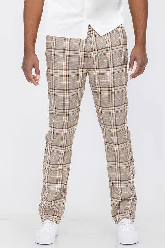 Mens Khaki Plaid Trouser Pants by Weiv