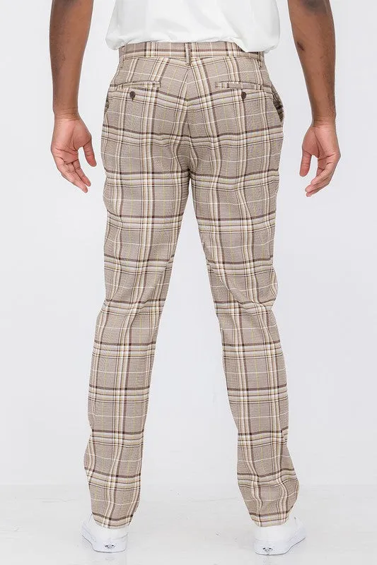 Mens Khaki Plaid Trouser Pants by Weiv
