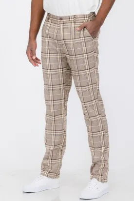 Mens Khaki Plaid Trouser Pants by Weiv