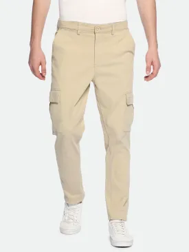 Men's Light Khaki Solid Cargo Trousers