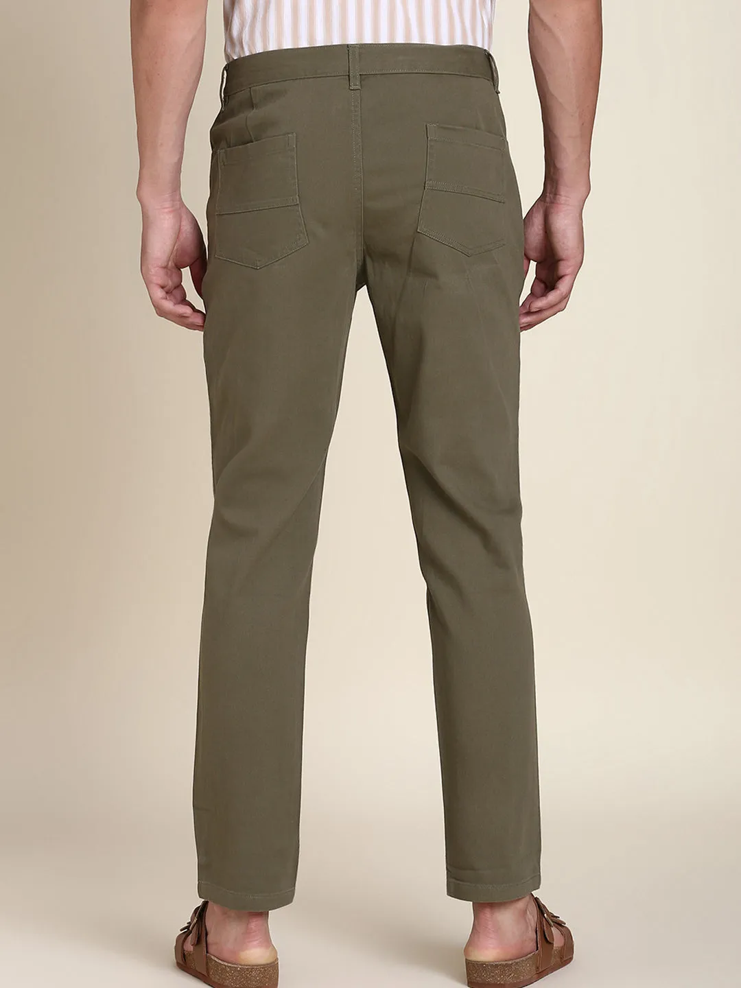Men's Light Olive Solid Chino