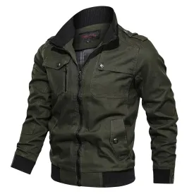 Men's Military Tactical Jacket – Zipper Cargo Cotton Windbreaker