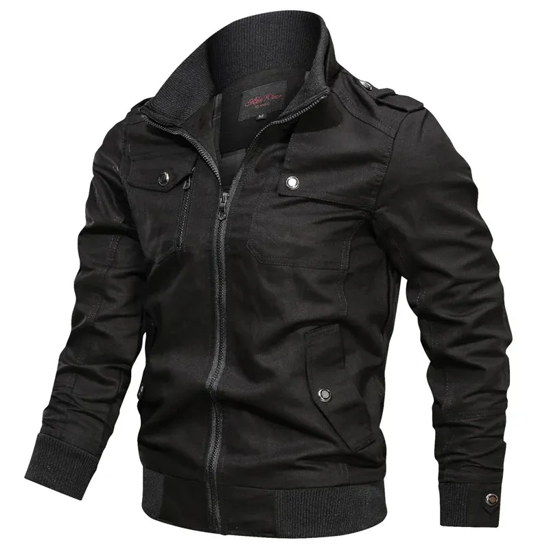 Men's Military Tactical Jacket – Zipper Cargo Cotton Windbreaker