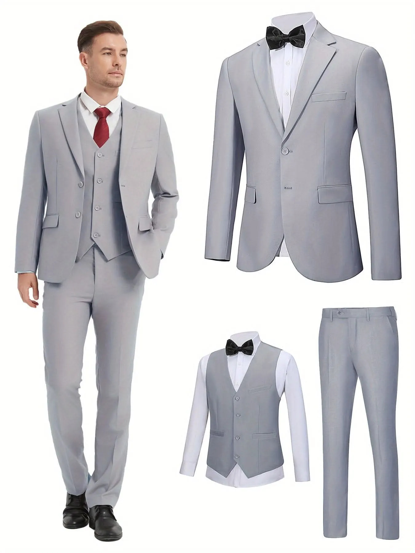Mens SlimFit ThreePiece Wedding  Business Suit
