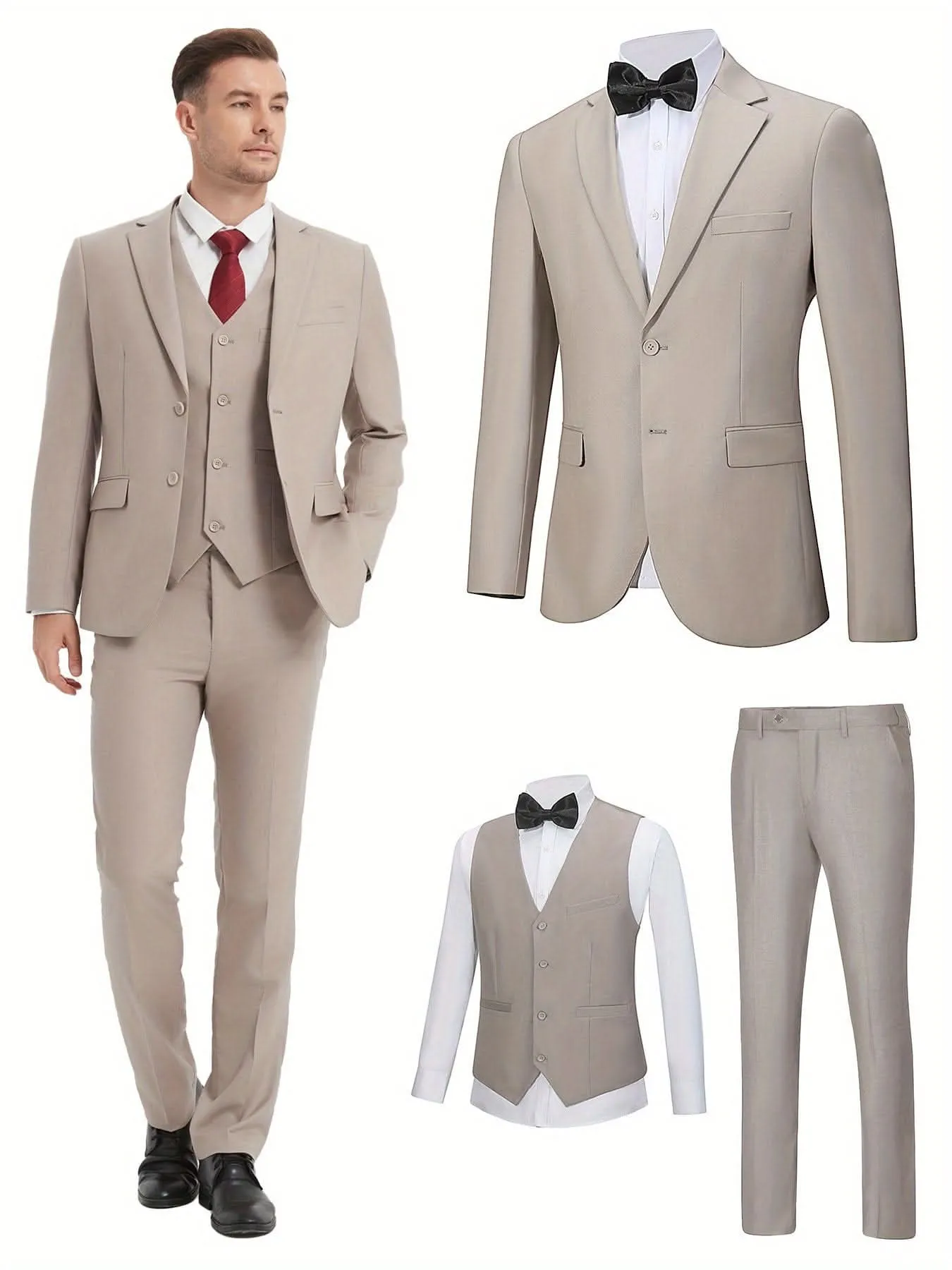 Mens SlimFit ThreePiece Wedding  Business Suit