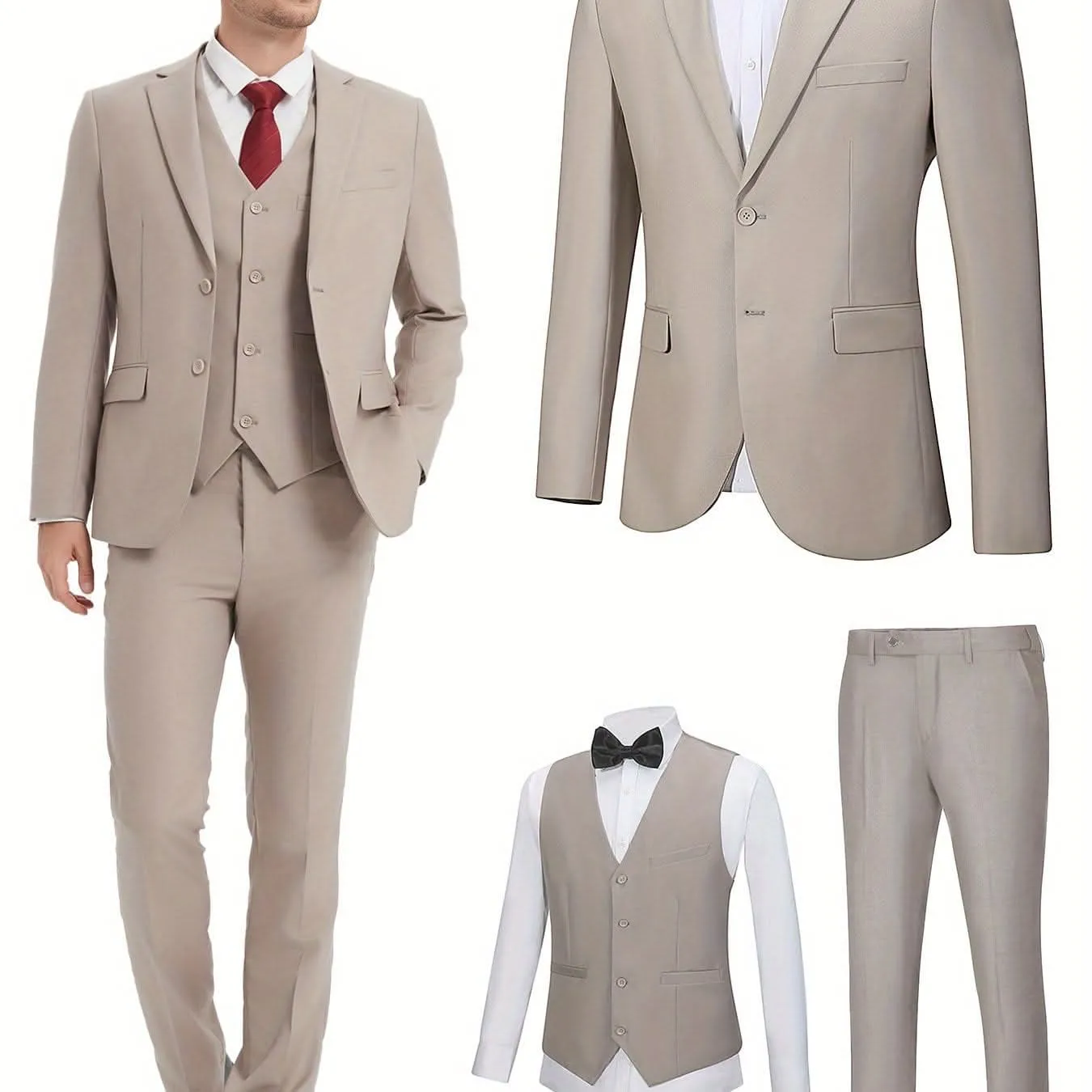 Mens SlimFit ThreePiece Wedding  Business Suit