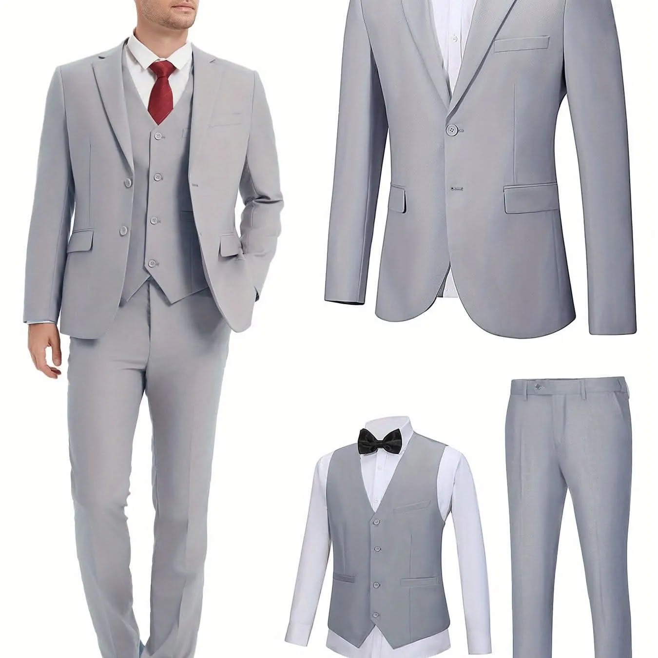 Mens SlimFit ThreePiece Wedding  Business Suit