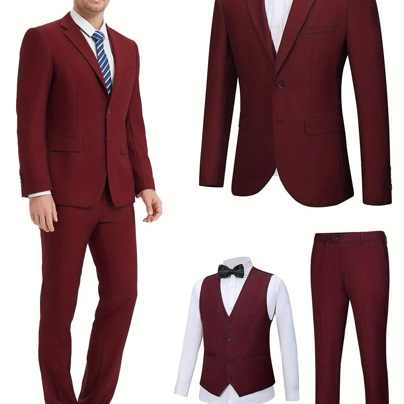 Mens SlimFit ThreePiece Wedding  Business Suit