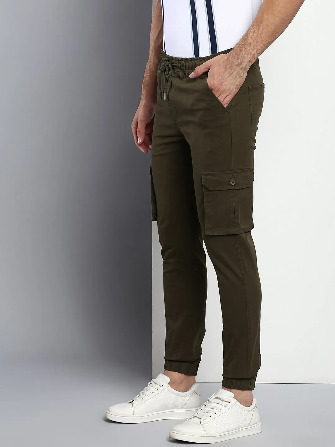 Men's Tapered Fit Cotton Joggers (Olive)