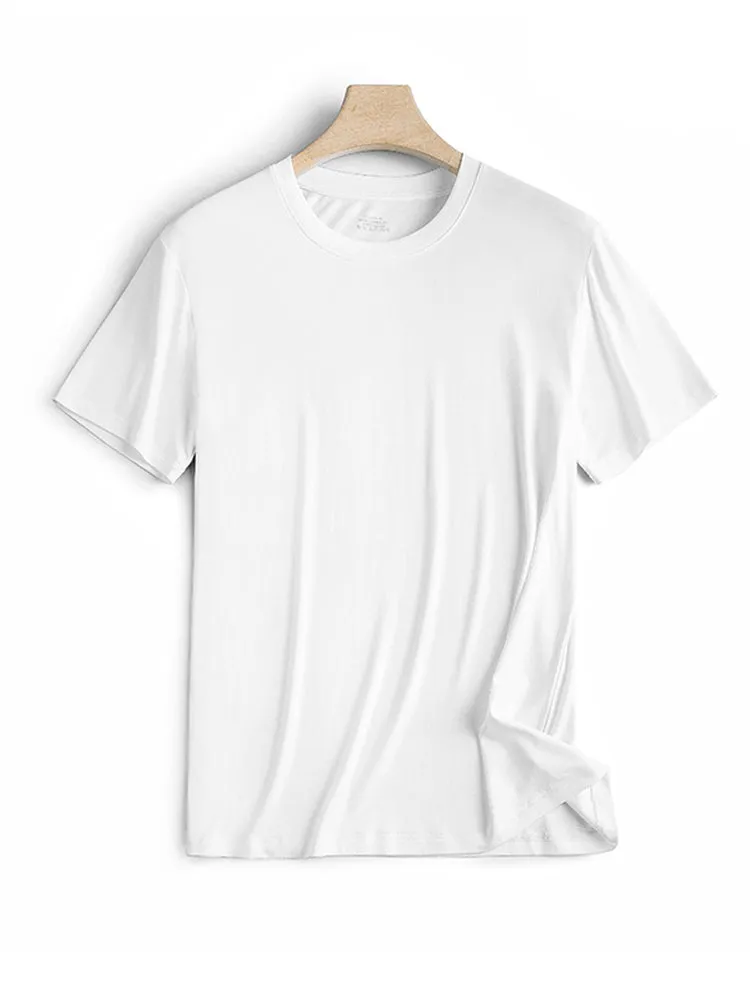 Modal Summer Short Sleeve T-Shirt Men Crew Neck Solid Color Casual Underwear Mens Clothing